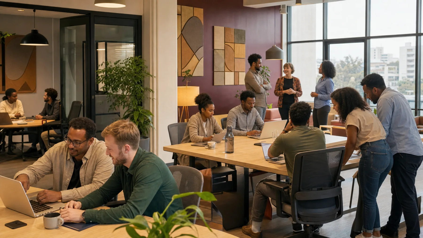 QuickTeam developers collaborating inside the Addis Ababa office